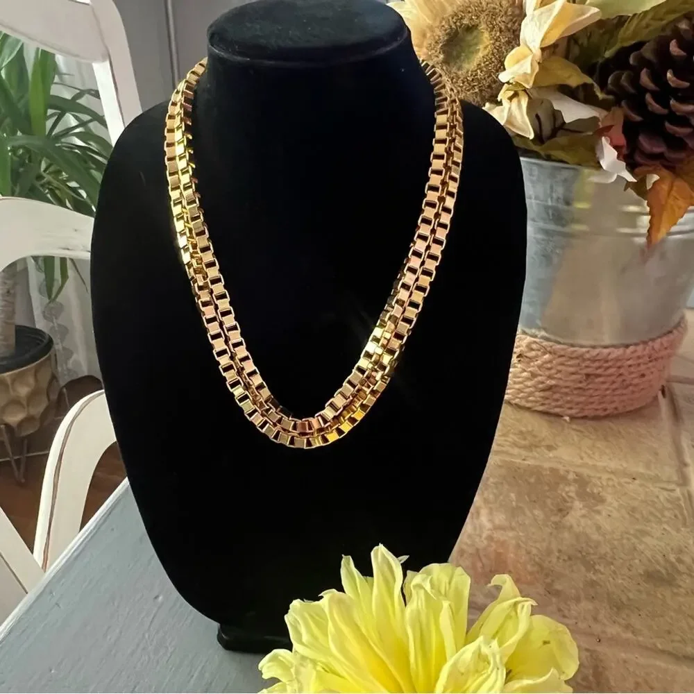 Gold Tone Layered Multi Chain Necklace - Picture 4 of 8